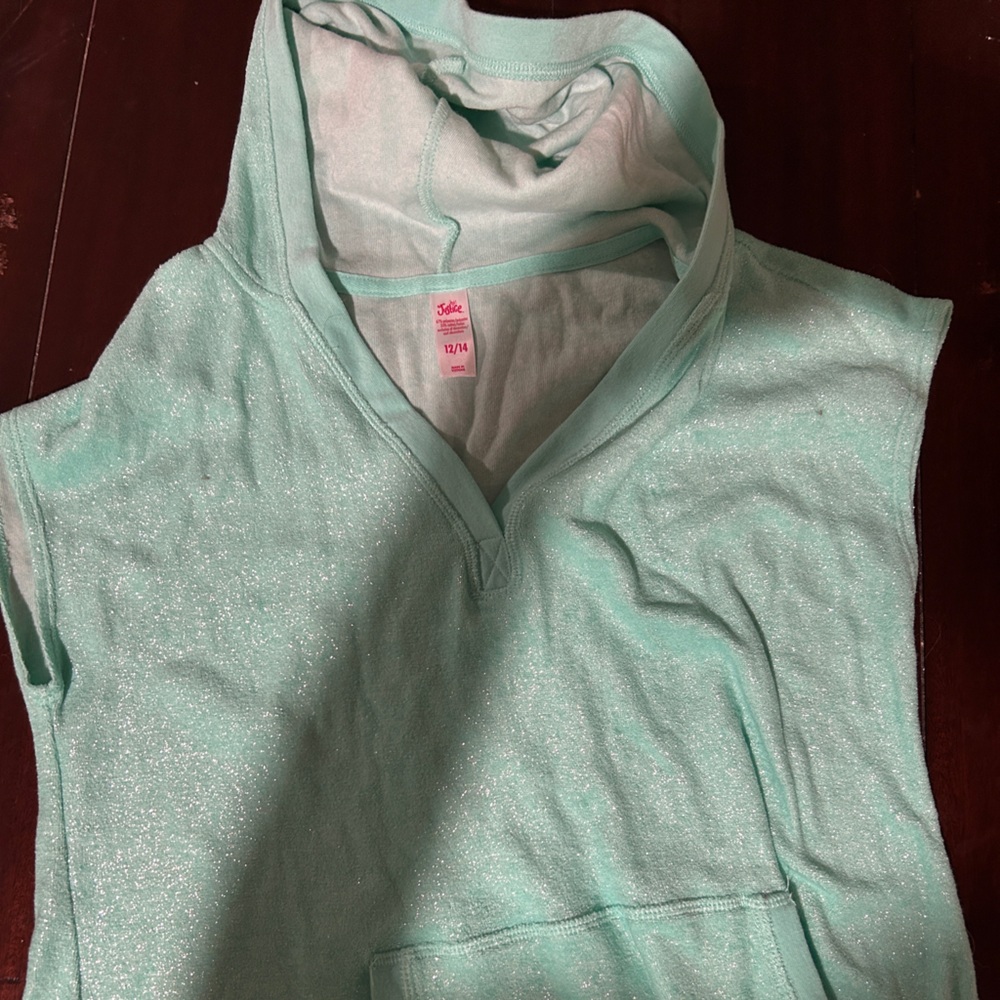 Justice Mint Green Sleeveless Hoodie